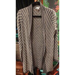 John Paul Richard Women's Houndstooth Open Front Cardigan Sweater Medium